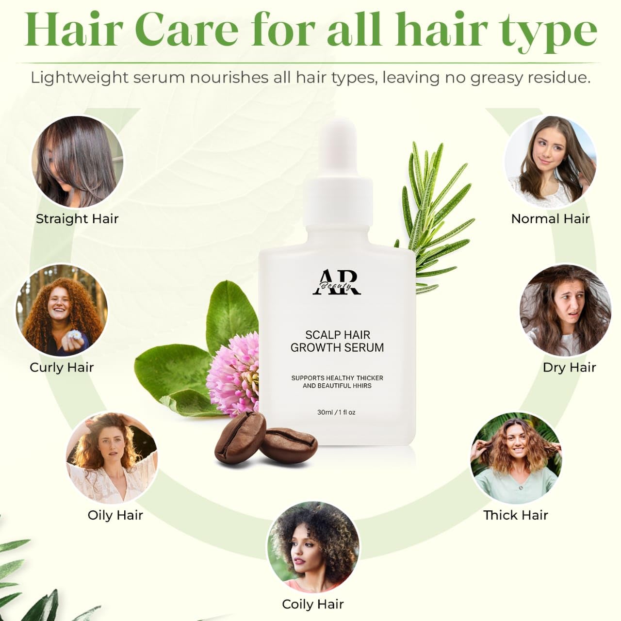 Scalp Hair Growth Serum -Thicker and Fuller Looking Hair - Paraben Smell Free- Nourishing Formula with Rosemary Biotin Caffeine Red Clover Hair Regrowth Treatment for Women Men - 1 Fl.Oz