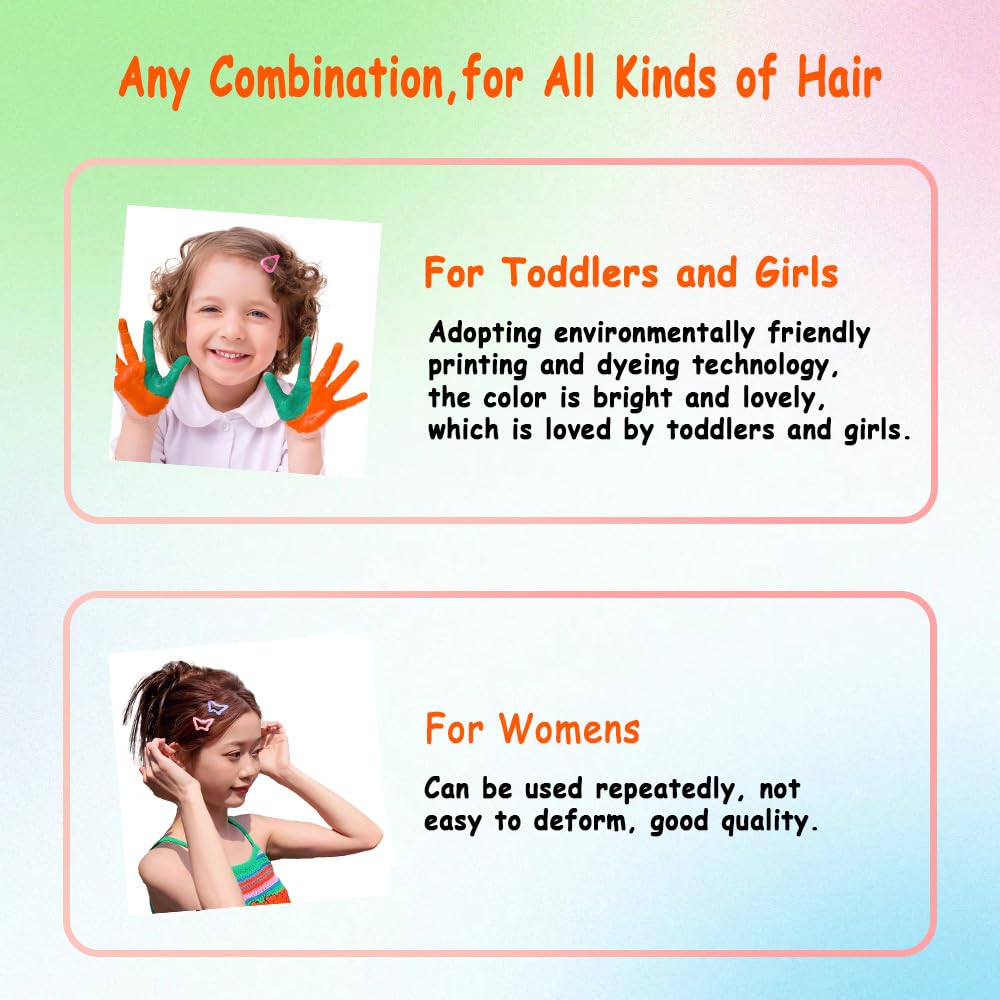 120Pcs Hair Clips for Girls,Non Slip Metal Snap Hair Clips for Kids Star & Butterfly hair accessories (4 Styles and 15 Assorted Colors)