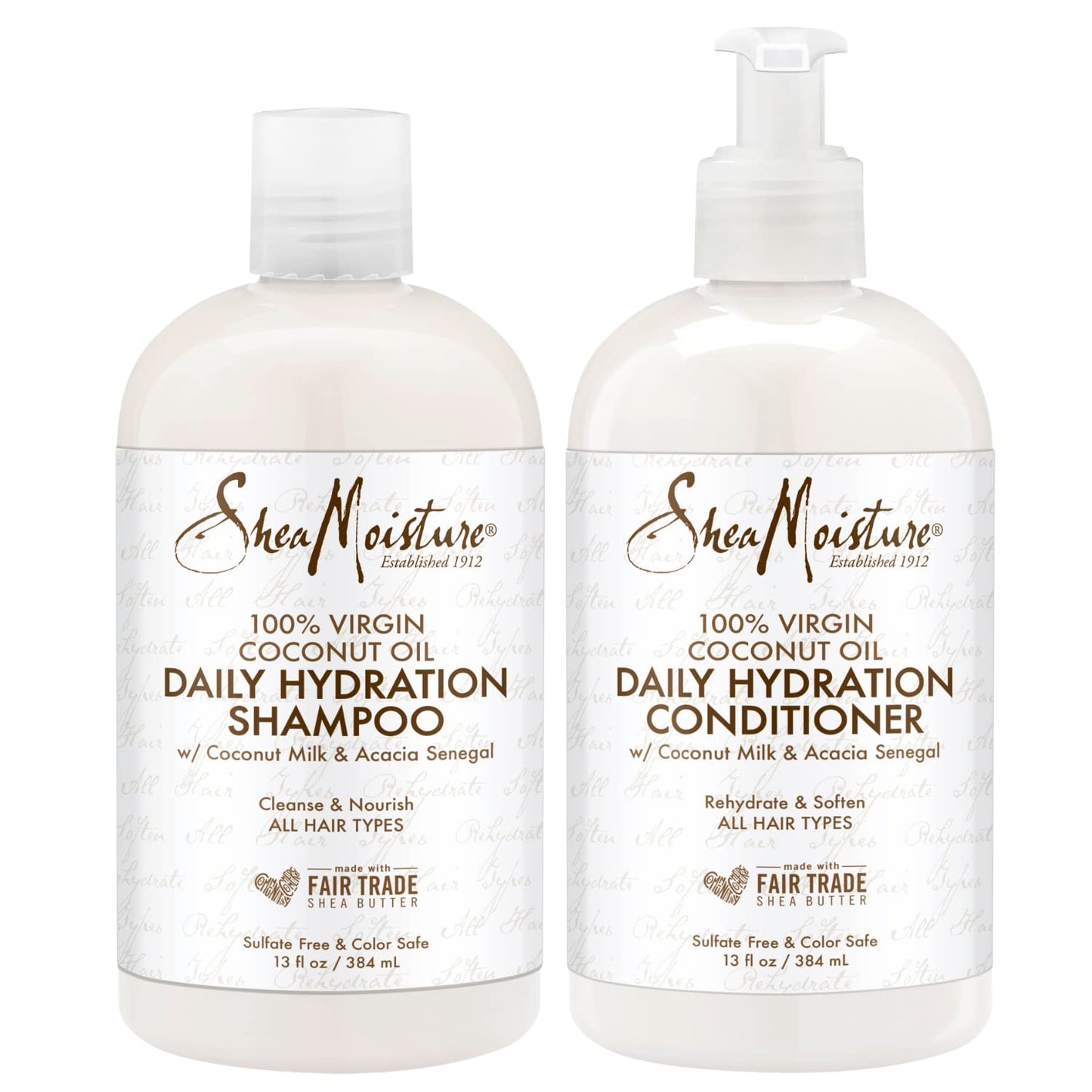 SheaMoisture Shampoo & Conditioner Set, Daily Hydration with Pure Coconut Oil – New Look, Improved Creamy Lather, Cruelty-Free, 13 Oz Ea