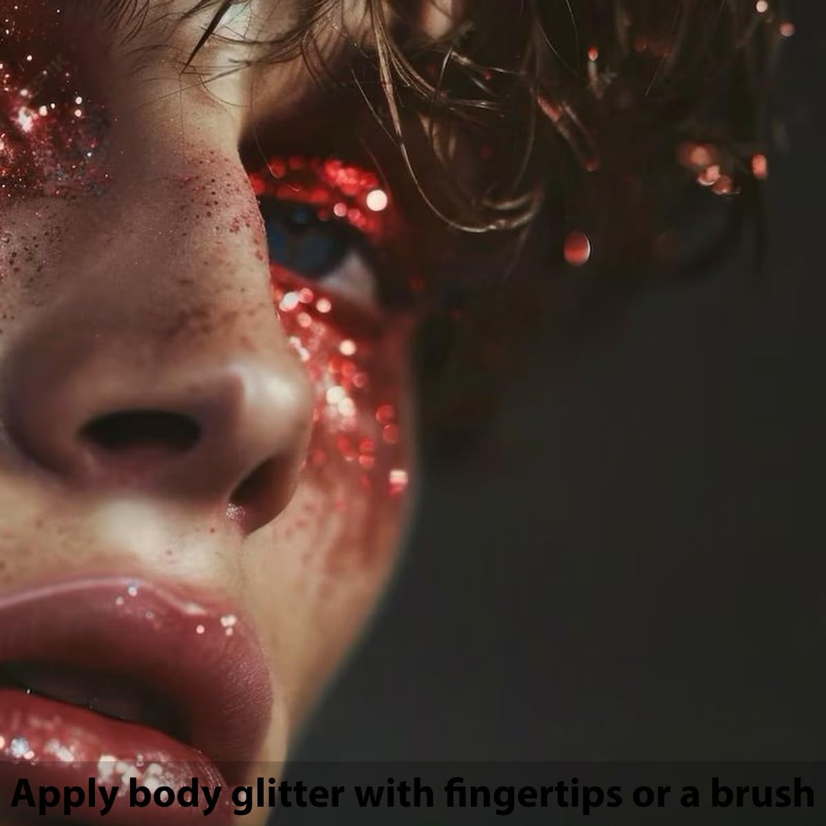 Mysense Red Body Glitter Stick,Face Hair Glitter Christmas Makeup,Sparkling Mermaid Sequins Chunky Glitter Face Paint,Singer Concert Outfit Festival Rave Accessories for Women and Kids