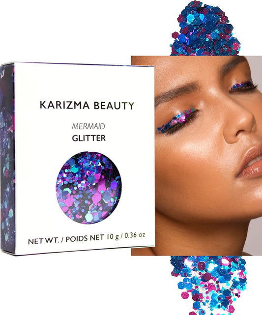 KARIZMA Mermaid Glitter - 10g Chunky Face, Hair, Eye & Body Glitter for Women. Rave & Festival Accessories