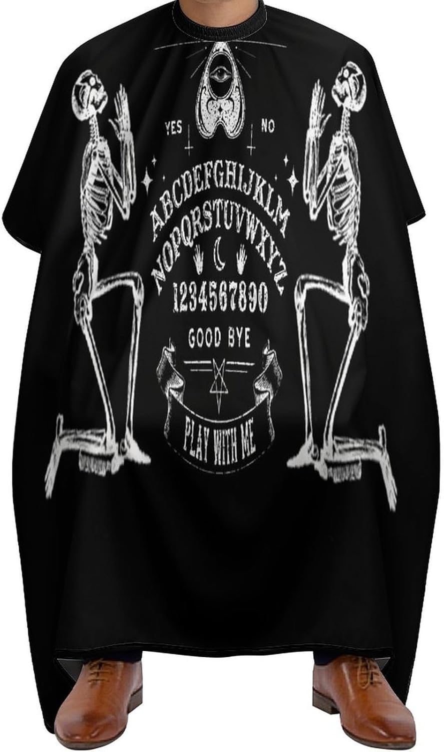 Hair Cut Cape Magical Game Spirit Board Gothic Skull Skeleton Art Hairdresser Apron for Hairdressers, Hair Coloring, Water Resistant Professional Barber Cape Haircut Barber Gown Barber Aceessories