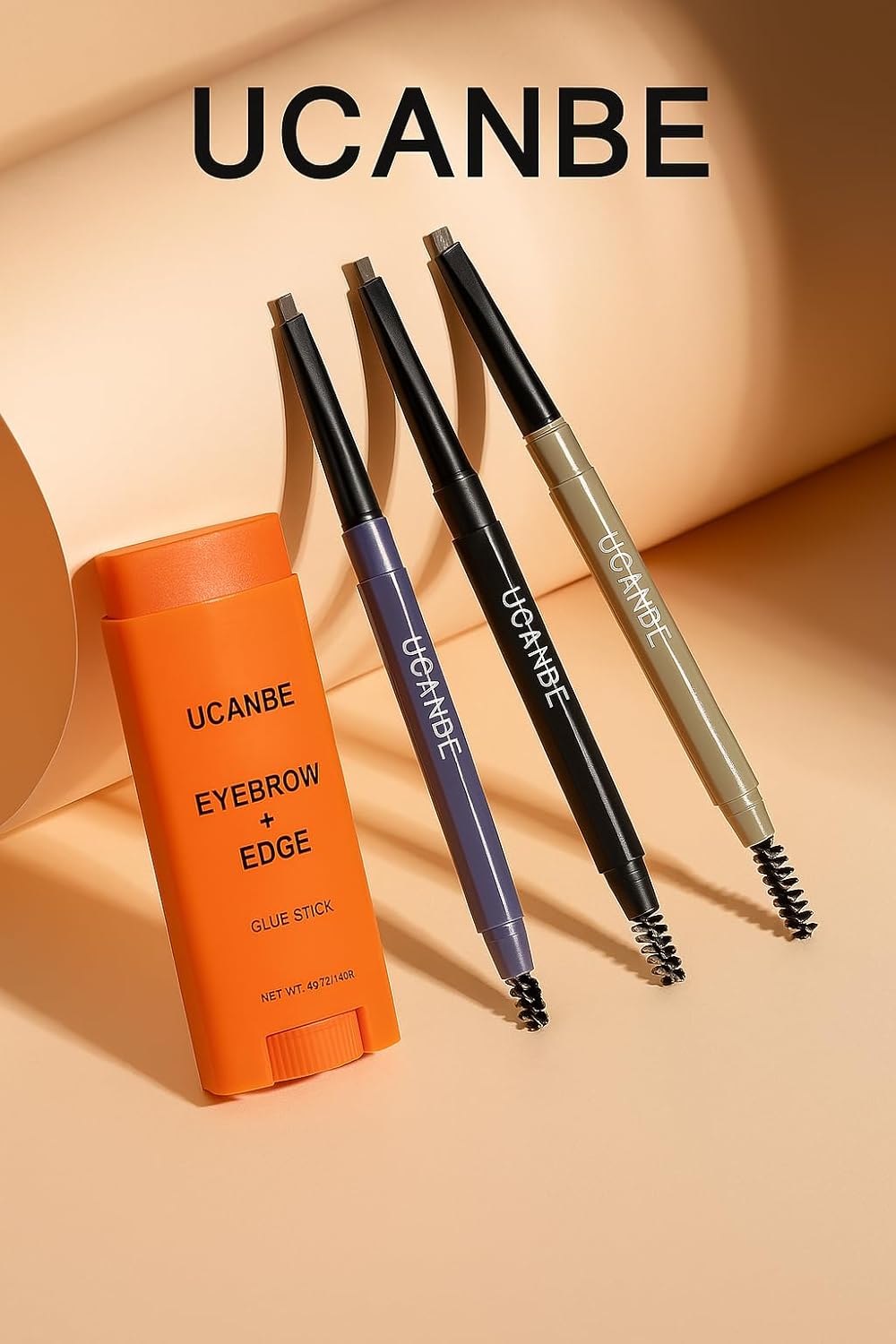 UCANBE Eyebrow Pen - Eyebrow Pencil 3-in-1 Eye Brow Pencils for Women & brow glue,waterproof eyebrow pencil, brow gel,Long-Lasting Dual-Sided Brow Pencil with 3 Types Tips,01Brown