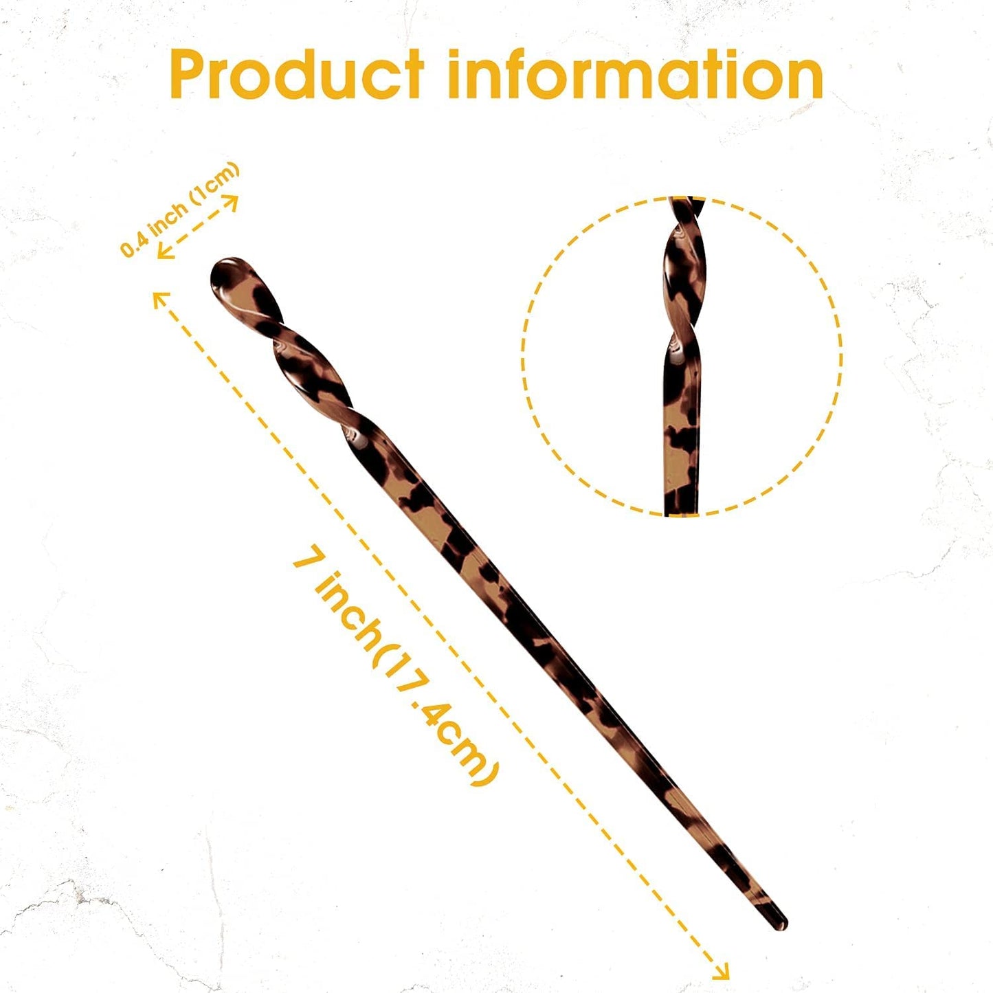 10 Pieces Acetate Hair Sticks Leopard Print Hair Pins, Tortoise Shell Hairpin Vintage Hair Chopsticks Retro Hairpins Disk, Hair Accessories for Women Girls (Vintage)
