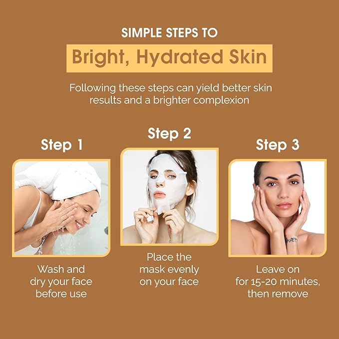 Face Sheet Mask with Vitamin C & E - Dermatologist Tested Korean Beauty Mask for Brightening & Deep Hydration - Premium Facial Treatment for Glowing & Rejuvenated Skin - 5 Pack