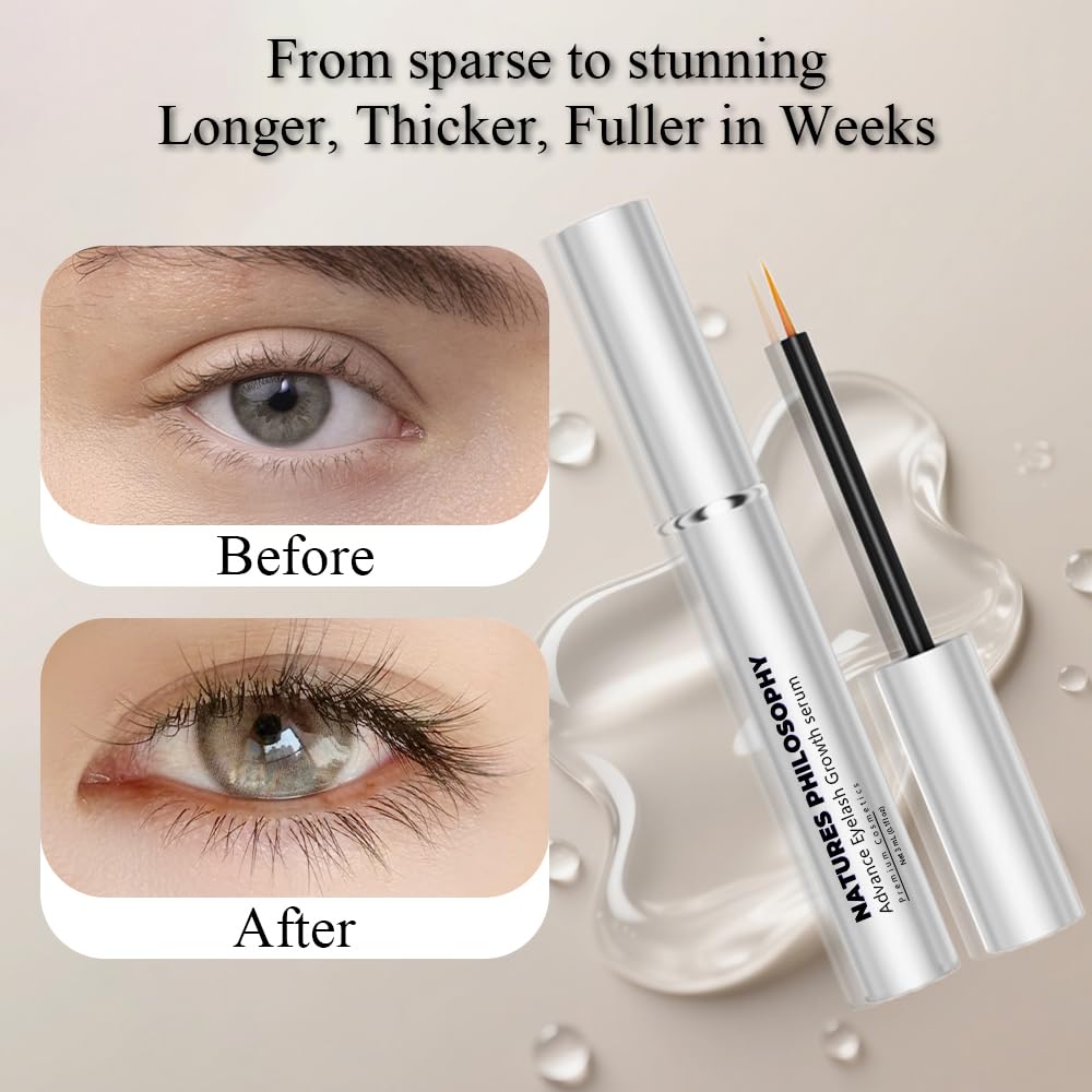 NP NATURES PHILOSOPHY Lash Brow Growth Serum, Prostaglandin-Free Eyelash Liquid for Thicker Longer Fuller Natural Lashes, Peptide Eyelash Eyebrow Enhancing Serum - Sérum De Pestañas Crecimiento 3ml