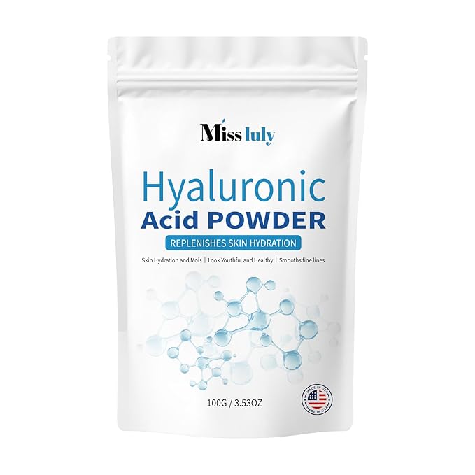 New Hyaluronic Acid Powder for Deep Hydration, Improve Skin Texture | Vegan, Water Soluble | 100G