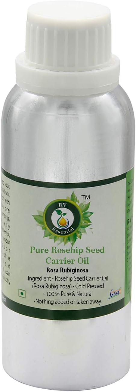 R V Essential Rosehip Seed Oil | Rosa Rubiginosa | for Face, Skin Care, Hair Care, Scalp Massage, Body Massage, Skin Moisturizer | 100% Pure Natural | Cold Pressed | 630ml | 21oz