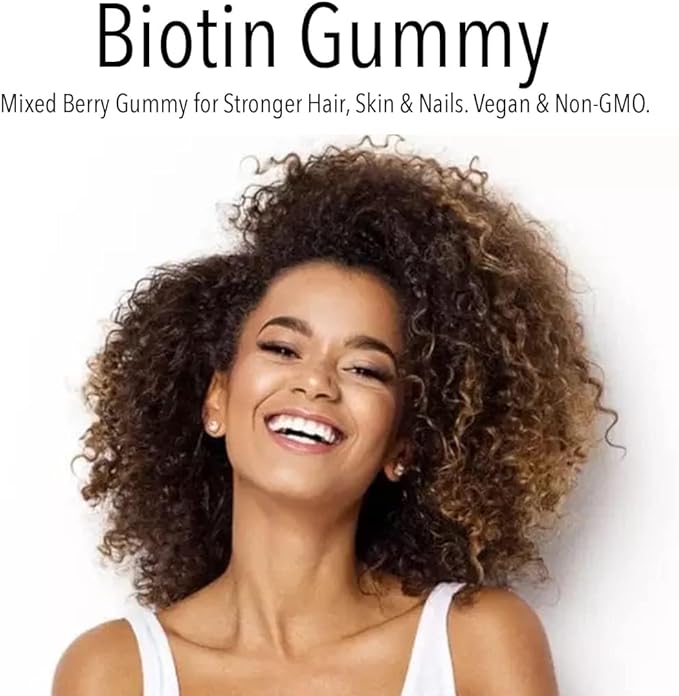 VitaGlobe Biotin 5000mcg Gummy - Mixed Berry Gummy for Hair, Skin & Nails, 40 Count (Pack of 1)