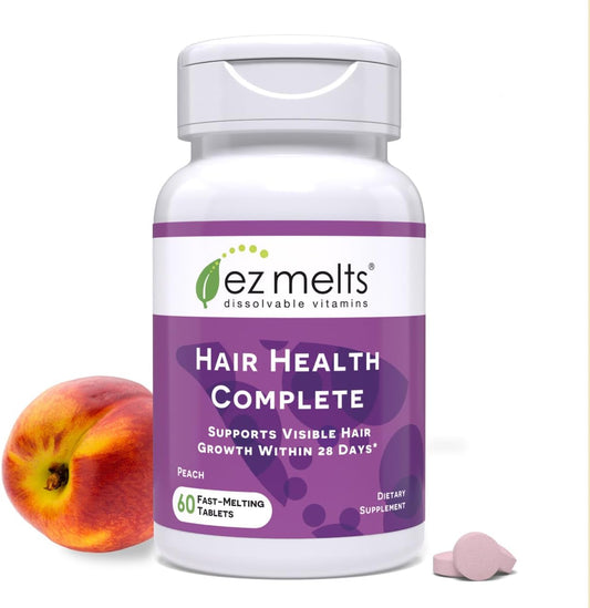 EZ Melts Hair Health Complete - Hair Supplement to Support Strength & Growth - Includes AnaGain Nu, Biotin, Apigenin, Bambo Silica & More - 1 Pack