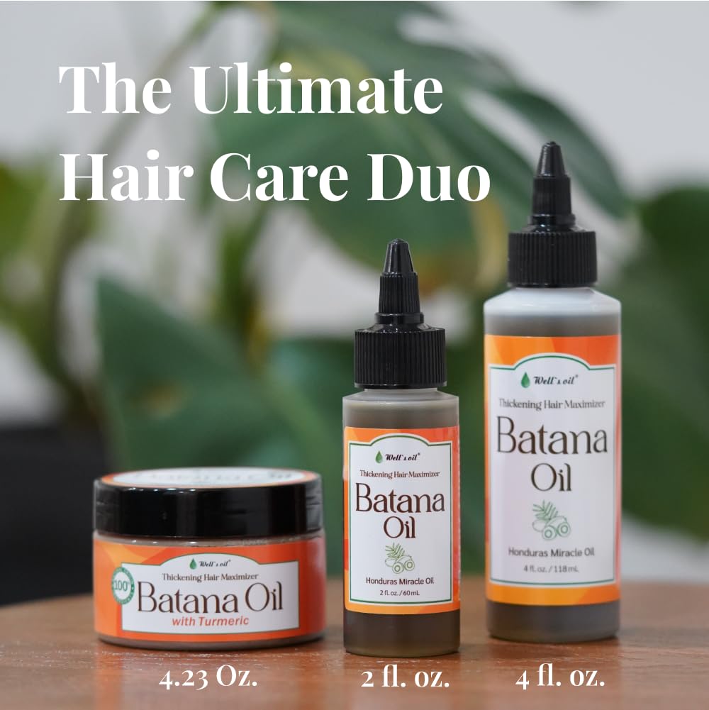 Well's Oil Batana Oil | 2 fl. oz. | 100% Natural Organic Raw Batana from Honduras | Dr. Sebi Approved | Strengthens, Hydrates & Nourishes | For All Hair Typess (2 fl. oz. / 59 ml)