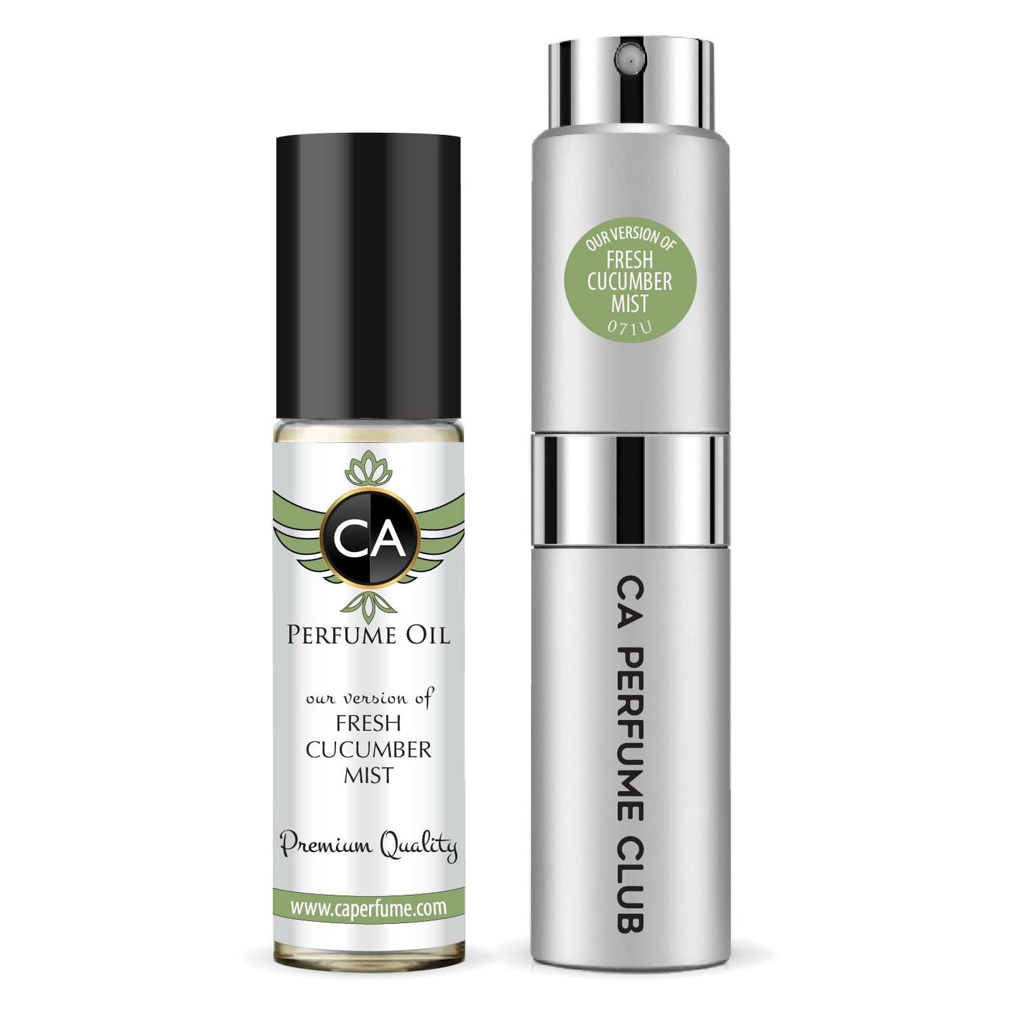 CA Perfume Duo Impression of Fresh Cucumber Mist For Women And Men Perfume Layering Set Long Lasting Travel Size EDP + Body Oil Roll-On Bottle 0.27 Fl Oz+0.33 Fl Oz