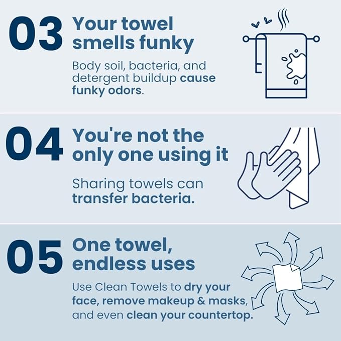 Clean Skin Club Clean Towels XL™ Supreme, 100% USDA Biobased Face Towel, Disposable Face Towelette, Eczema Association Accepted, Makeup Remover Dry Wipes, Ultra Soft, 50 Ct, 1 Pack