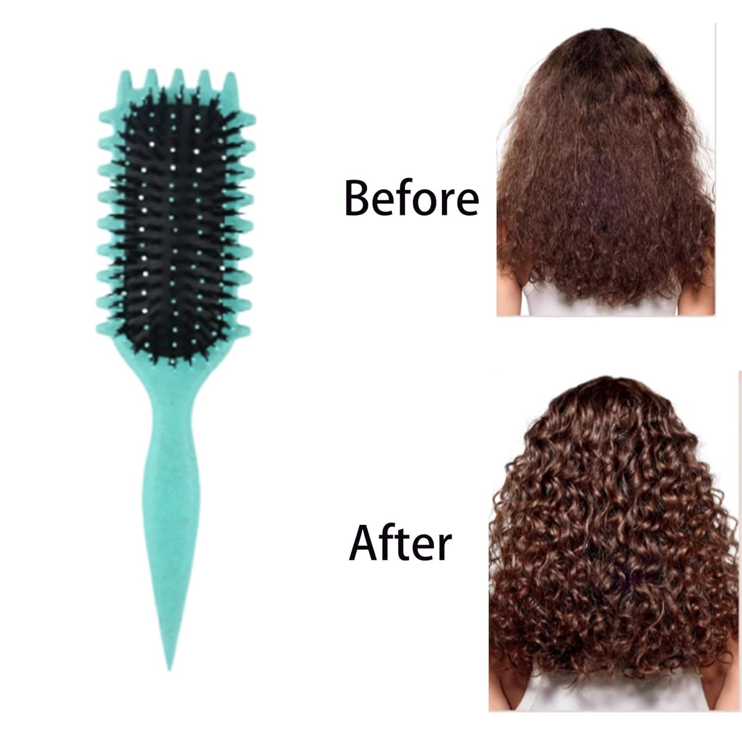 Green 1 piece Curl Defining Brush, Curly Hair Brush for Detangling Shaping and Defining Curls for Women, Men, girl and boy Hair.