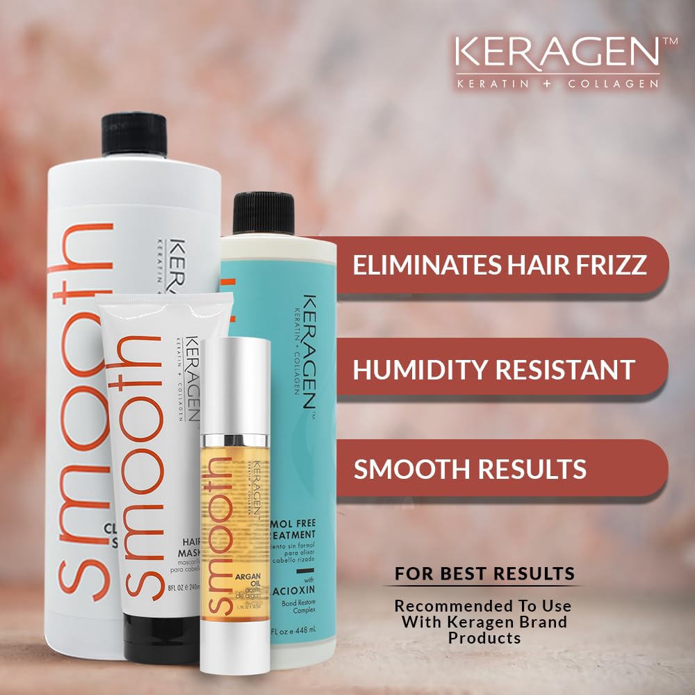 Keragen Brazilian Keratin Smoothing Treatment | Formaldehyde-Free Blowout Kit for Frizzy, Dry, or Damaged Hair | Organic Keratin and Collagen | Salon-Quality Results at Home | 16 Oz