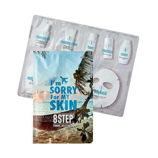 I'M SORRY FOR MY SKIN 8-Step Skincare Travel Essentials Kit, Korean Skin Care Set All in 1, Face Wash, Body Cleansing, Face Moisturizer, Girls Trip and Gift for Women, 8 Products in One (3 set)
