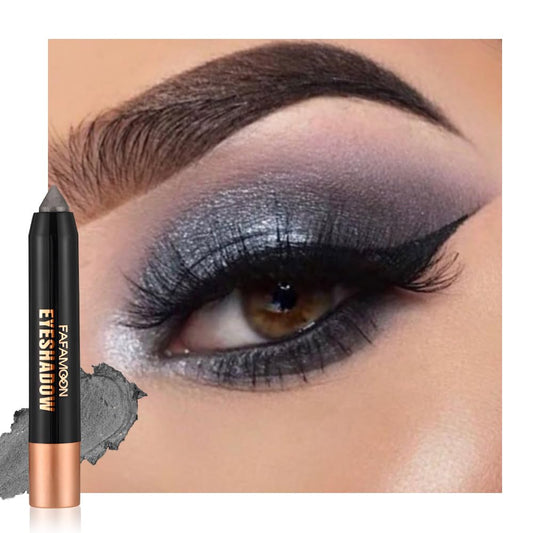 AMY'S DIARY Shimmer Smoky Gray Eyeshadow Stick, Cream Eye Shadow Pencil Waterproof, Eyeshadow Crayon Pen Eye Brightener Stick for Eyes Highlighter