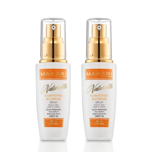 Makari Naturalle Carotonic Extreme Brightening Serum SPF15 (1.7 Oz) 2 Pack, Helps Heal Blemishes, Scars and Imperfections | Brightens, Smoothens, & Gives Antioxidant Protection