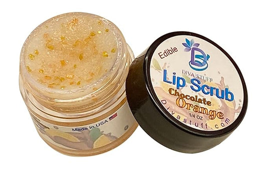 Diva Stuff Ultra Hydrating Lip Scrub for Soft Lips, Gentle Exfoliation, Moisturizer & Conditioner, ¼ oz - Made in the USA (Chocolate Orange)