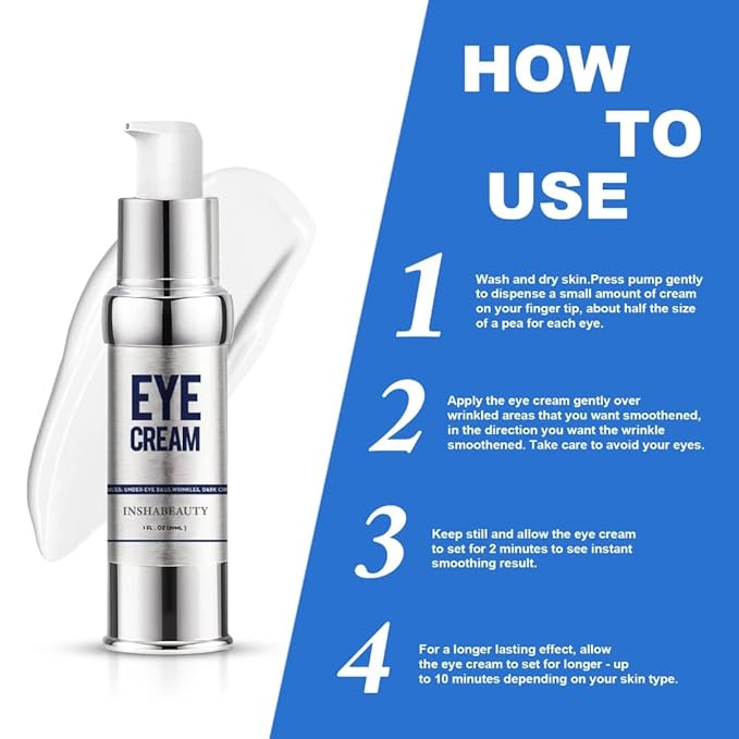 Revitalizing Eye Cream with Hyaluronic Acid, Caffeine, Green Tea - Anti-Wrinkle, Dark Circles,beauty,Firming, Puffiness, Reduce Under Eye Bags, 1 fl oz