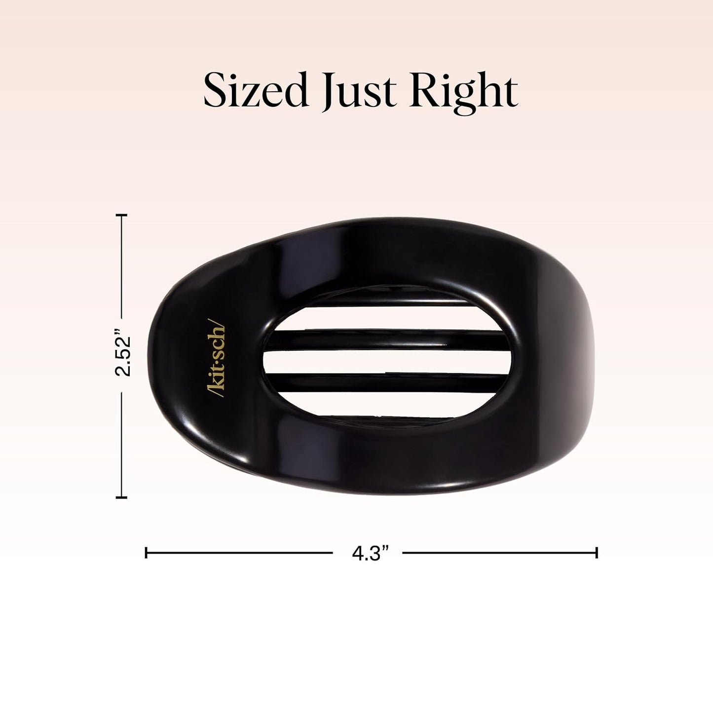 Kitsch Large Flat Claw Clips for Women - Stylish Flat Hair Clips, Strong Hold for Thick & Fine Hair | Non-Slip for Secure, Comfortable All-Day Wear | Ideal Gifts for Women - Black