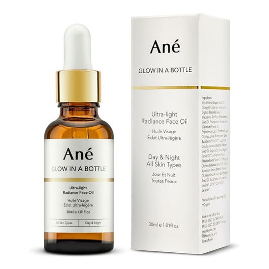 Ané Glow in a Bottle Anti-Ageing Vegan Facial Oil for All Skin Types - 100% Natural Plant Oils including Argan, Grapeseed and Squalane