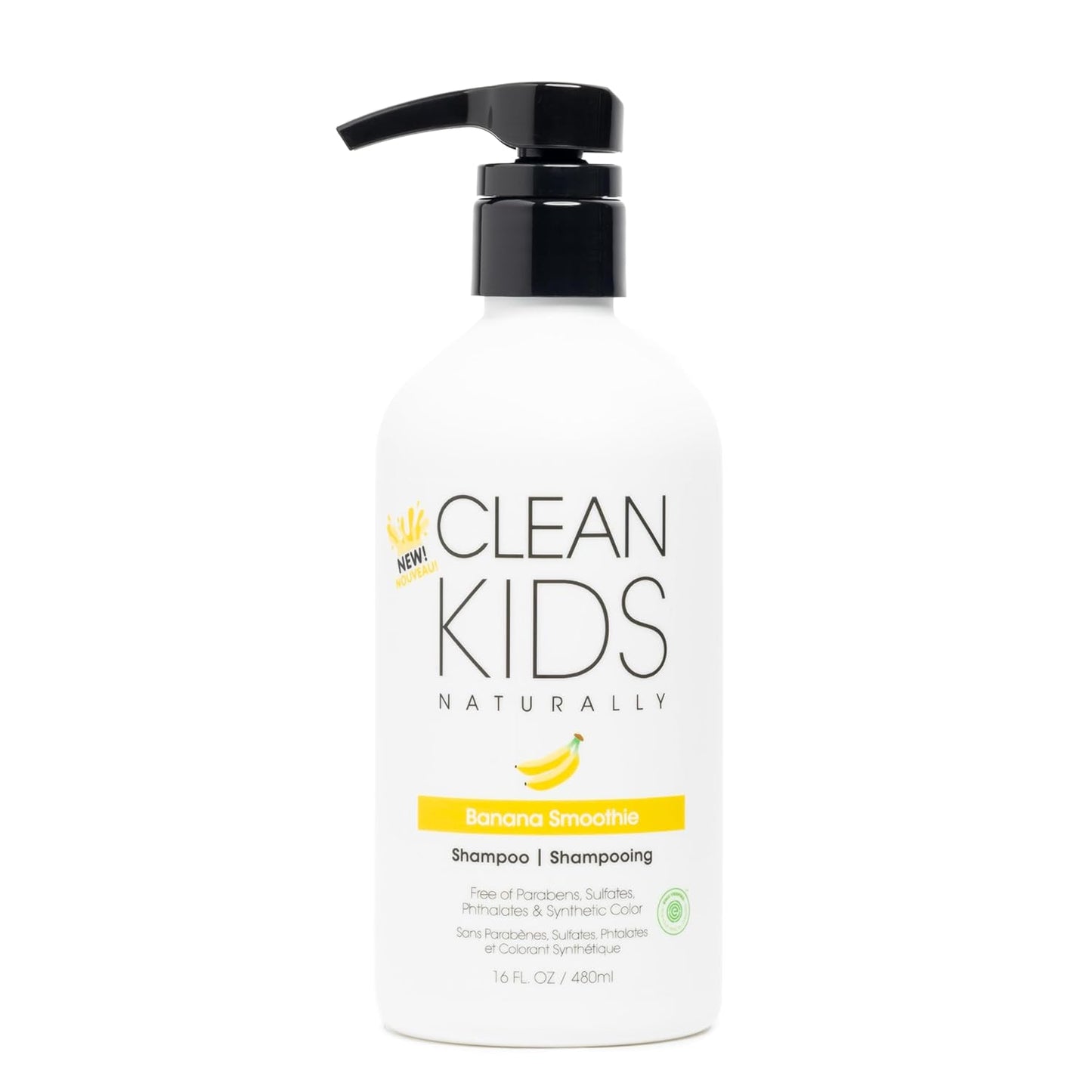 Clean Kids Naturally Tropical Shampoo- EWG Verified, All-Natural, Coconut-free, Gluten-free, Vegan, and Cruelty-free, Paraben-Free (16 FL Oz, Banana Smoothie)