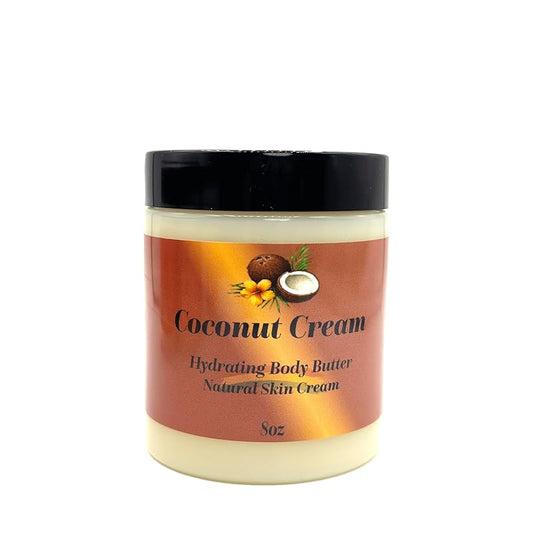 Ultra-Soft Shea Body Butter, Dry Skin Cream for Radiant Moisturized Skin, Natural Hydrating Body Lotion with Aloe Vera, Argan Oil, Rosehip Oil, (Coconut Cream, 8oz)