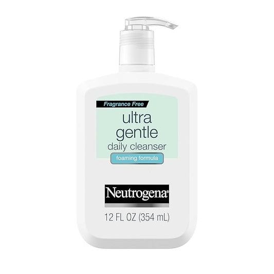 Neutrogena Fragrance Free Ultra Gentle Foaming Daily Cleanser, Hydrating Face Wash for Sensitive Skin, Removes Makeup & Gently Cleanses Without Over Drying, Hypoallergenic, 12 fl. oz