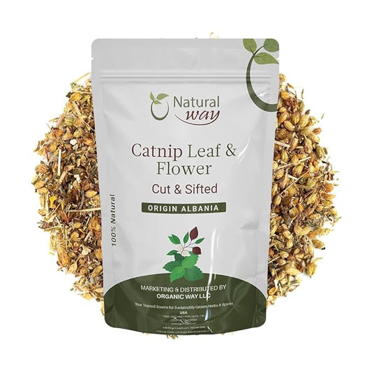 Natural Way Catnip Leaf and Flower Cut & Sifted (Nepeta cataria) - Herbal Tea | Pure, Vegan, Non-GMO & Gluten Free | Resealable Bag | 100% Raw from Albania (1/4LBS / 4Oz.)