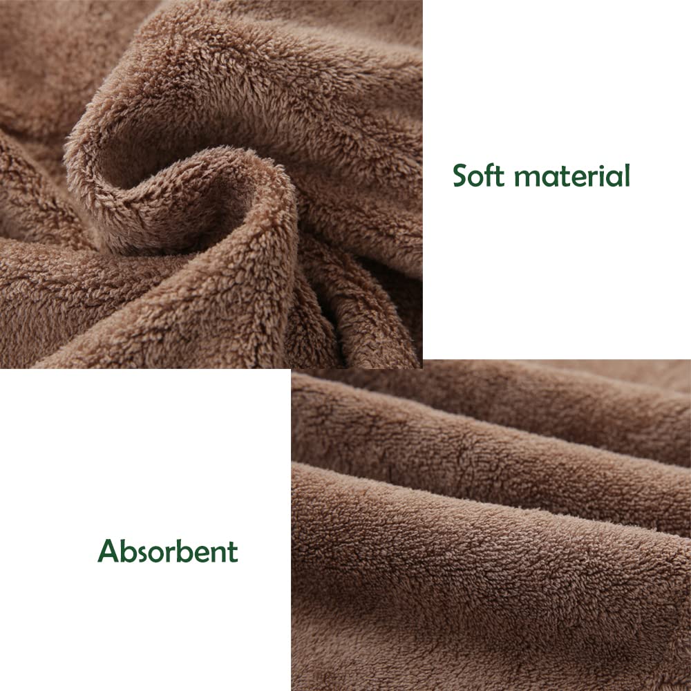 2 Pack Hair Drying Towels, Hair Wrap Towels,Absorbent Microfiber Hair Towel Turban with Button Design to Dry Hair Quickly(Star Green&Camel)