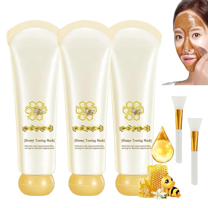 Glowtulip Honey Tearing Mask, Blackhead Control Honey Peel Mask for Face,Face Deep Cleasing & Moisturizing Mask,For All Skin (3PC)