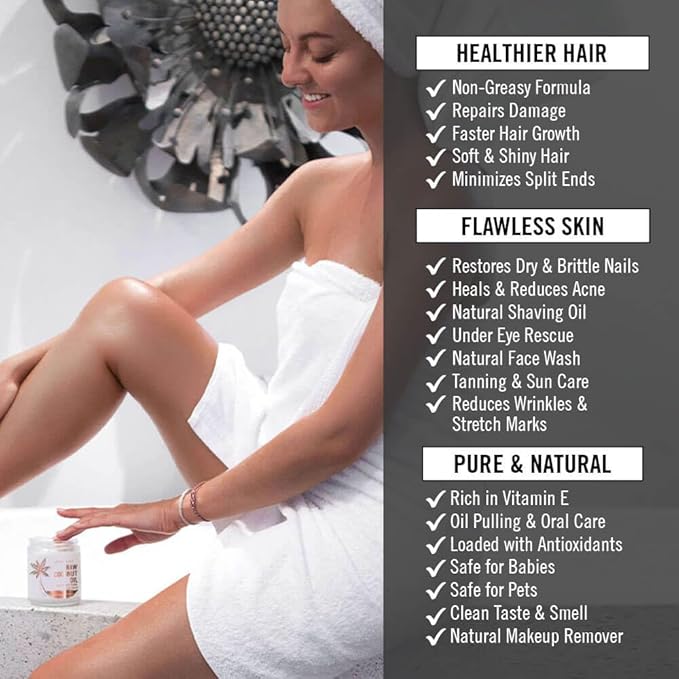 Kapuluan Organic Coconut Oil for Hair, Skin – Raw Extra Virgin Coconut Oil - Pure Unrefined Cold Pressed Oil with MCTs for Body Care or Haircare, Hair Growth, Aceite de Coco Organico, Baby, Dogs, Pets