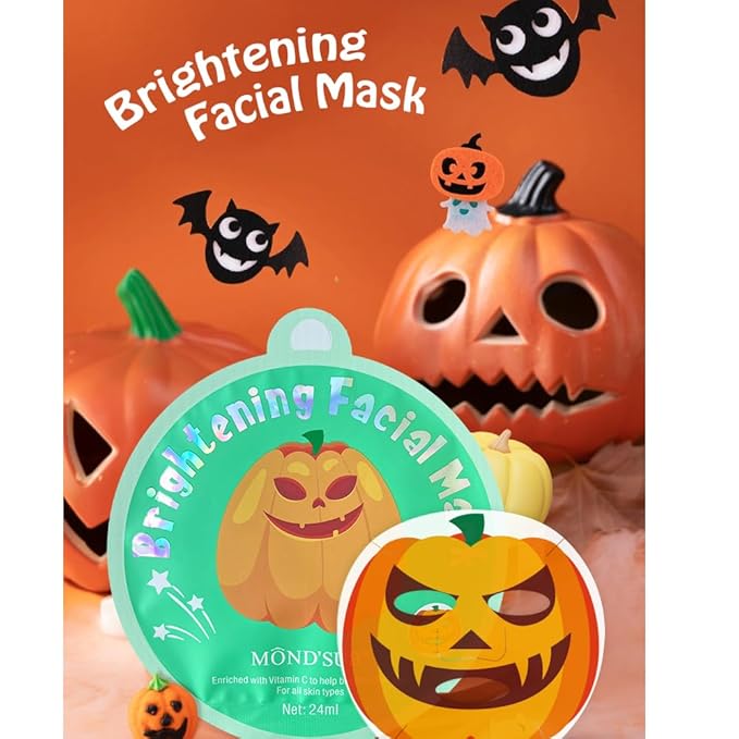 MOND'SUB Halloween Character Mask,Brightening facial mask,Hydrating, Calming, Enriched with Vitamin C,Brighten dull skin 8 packs