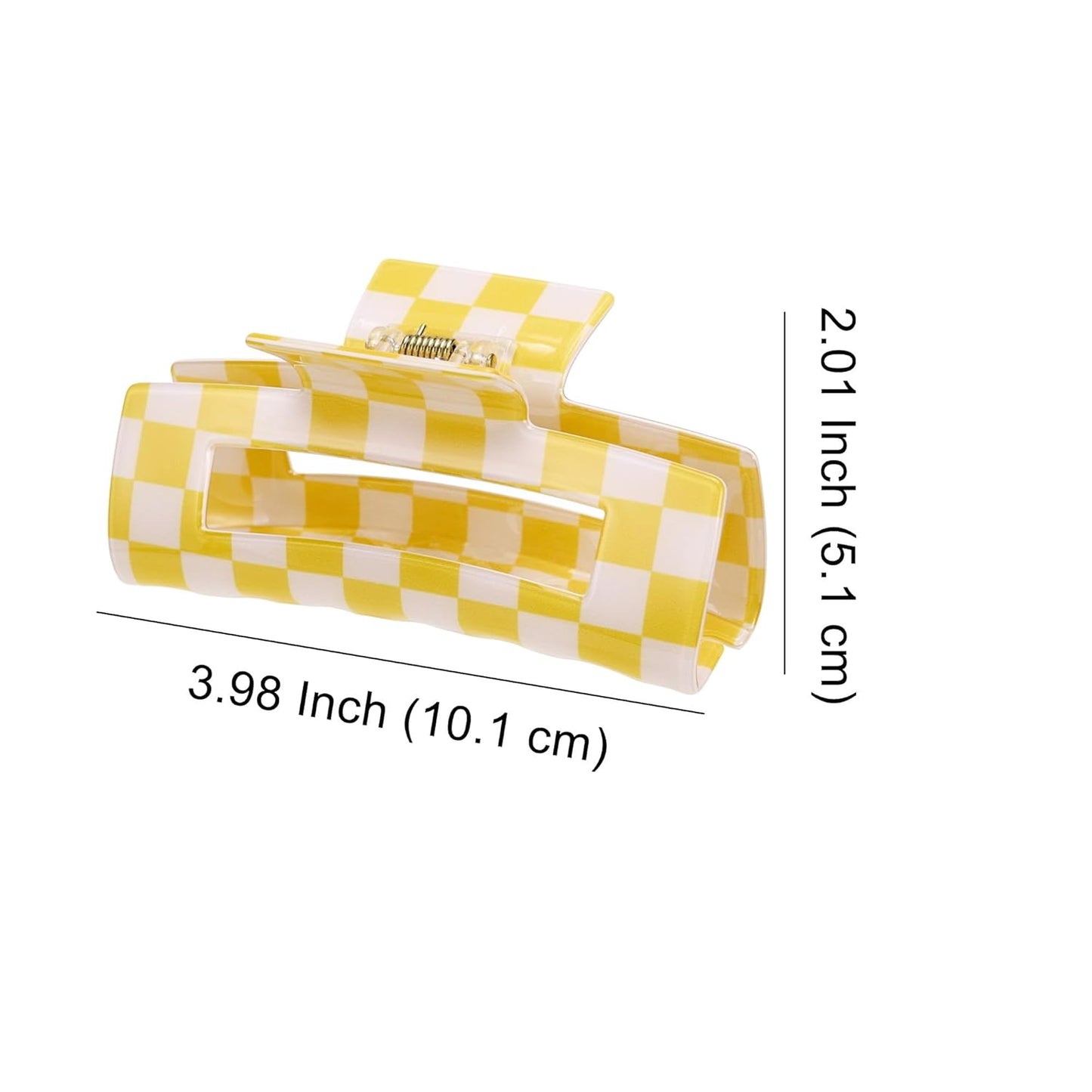 SINIDE Checkered Rectangle Hair Claw Clips, Large Acrylic Bright Multicolored Square Checker Barrettes for Thin Thick Hair Cute Non Slip Jaw Clips Strong Hold Claw Clamps for Women Ladies (4 Pack)