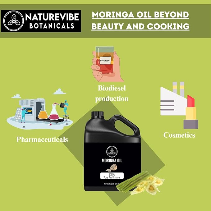 Naturevibe Botanicals Moringa Oil 32 Ounces | 100% Pure and Natural | Great for Skin Care and Hair Care
