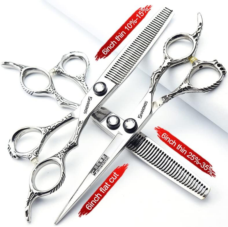 Hairdressing Salon Hairdressers Scissors 6/6.5/7/8 Inch Hair Clippers, Hairstyling Tools And Scissors (6 inch 3PC)