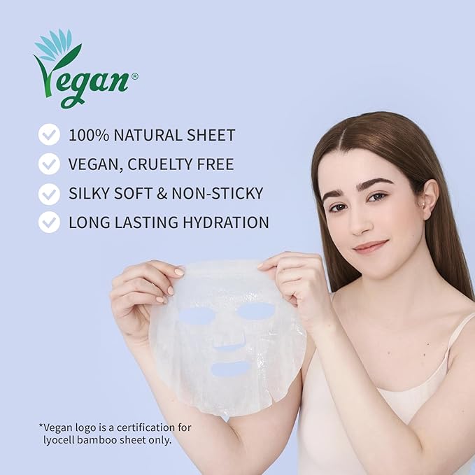 Ceramide Brightening Sheet Mask For Face, Moisturizing, Anti Aging Ceramide, Peptide, Vitamin C, EVE Vegan 10EA