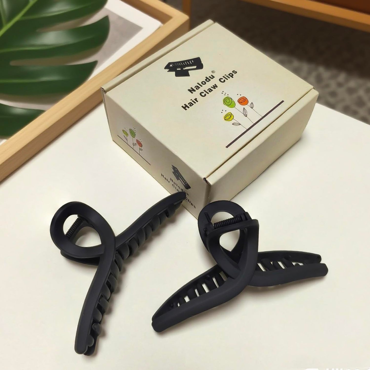 5 Inch Hair Claw Clips Large Flexible Silicone Unbreakable Bendable Big Clip Clamp for Thick Hair Women, 2 Pack Black