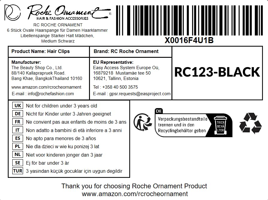 RC ROCHE 6 Pcs Flat Claw Hair Clips for Women Lay Down Barrettes No Crease Side Slide Thick Long Hair Duckbill French Against Head Jaw Claw Styling Clamp, Medium Black