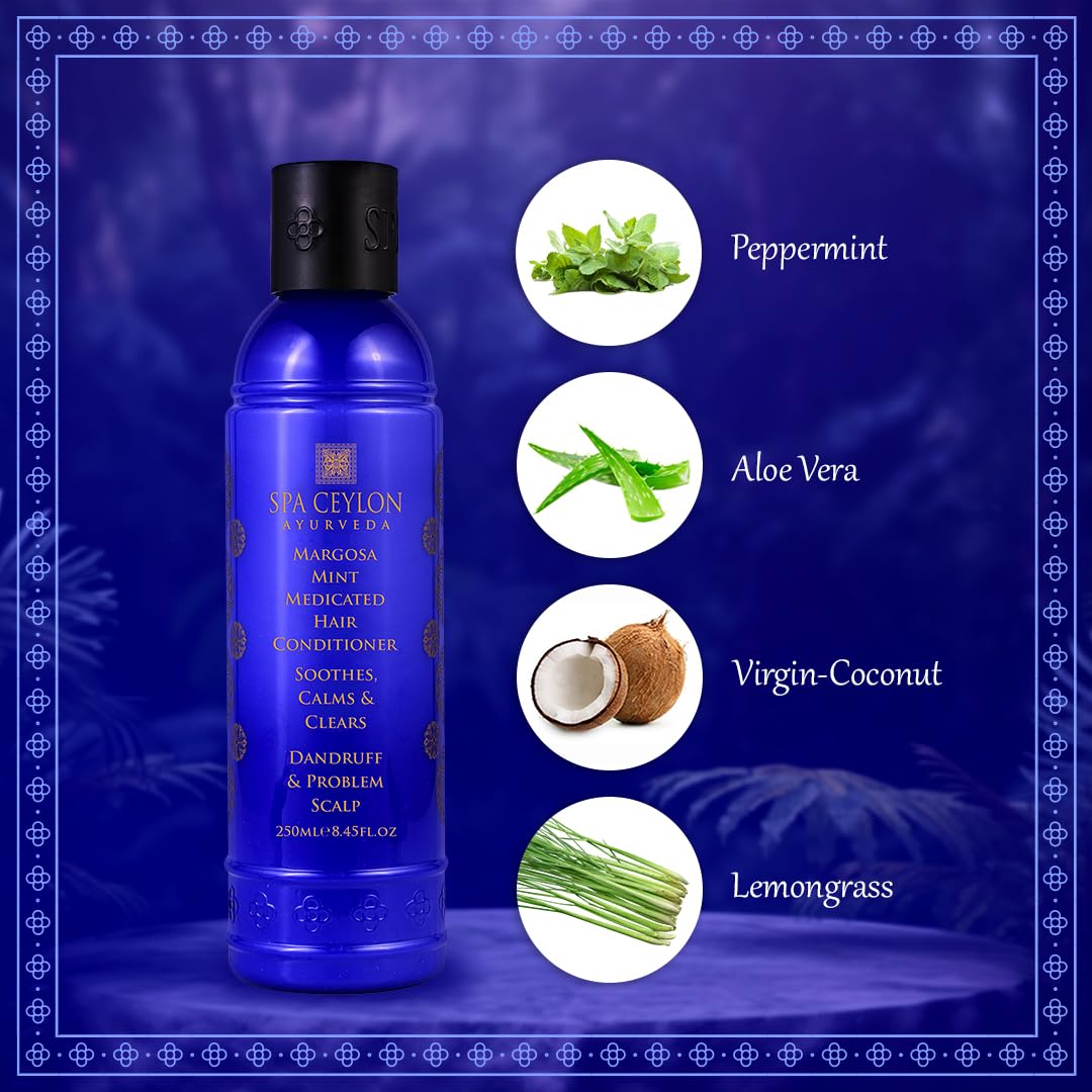SPA CEYLON Margosa Mint Medicated Hair Conditioner | Treat and Control Dandruff and Itchy Scalp | Soothes Calm and Clears Hair and Scalp | For Dandruff & Problem Scalp