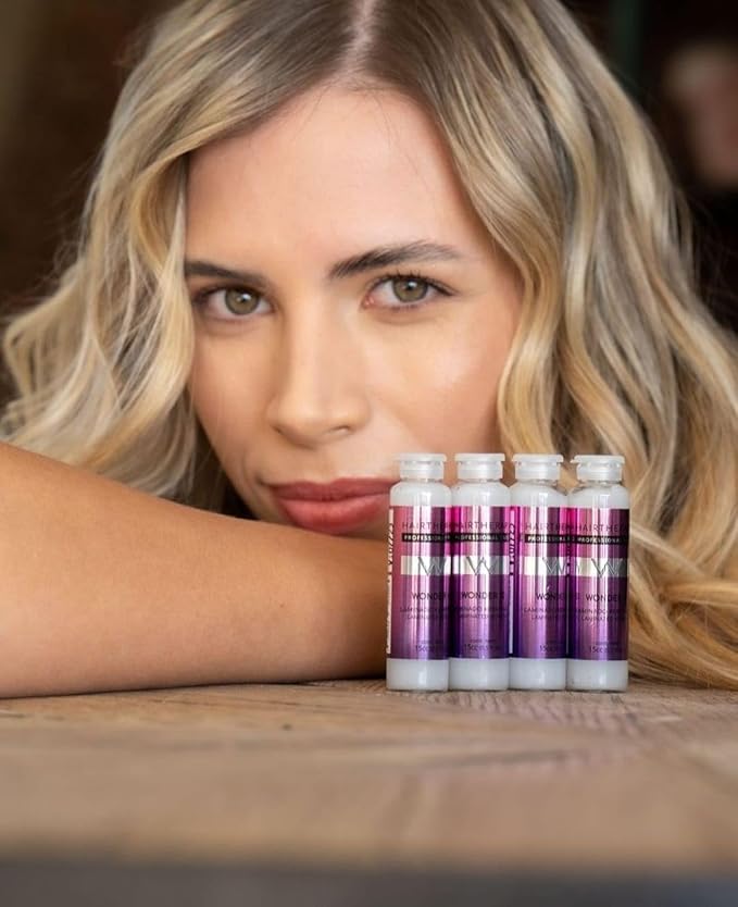 WONDER 10 Profesional Hair Therapy, Laminated Keratin Ampoules, Intense Hydration, 6 fl oz + 1.5 fl oz