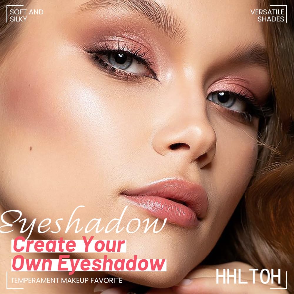 Eyeshadow Quad, Nude Brown Matte Shimmer Eye Shadow Makeup Powder Palette, Suitable for Women's Daily Eyeshadow Makeup, Long-Lasting Waterproof and Smudge-Proof, Easy to Apply, with Built-In Mirror 01