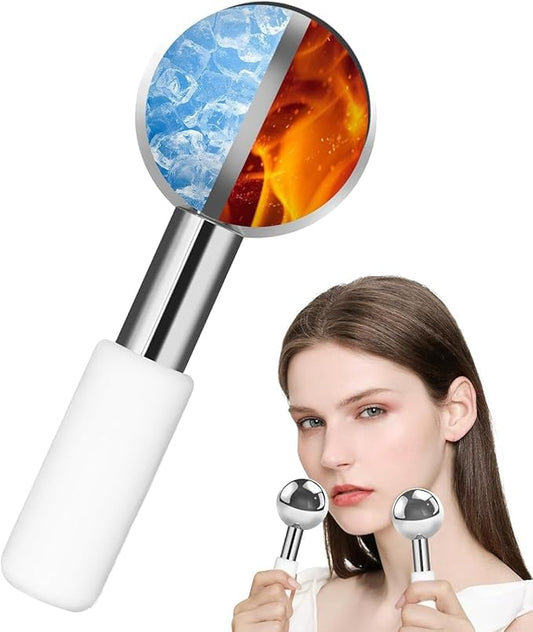 JURon Ice Globes Stainless Steel Beauty Facial Massager for Face & Eyes, Unbreakable Stainless Steel Cryo Sticks for Beauty Routines, Facials Cold Roller Cooling Globes (Ball, 1Pack), Silver