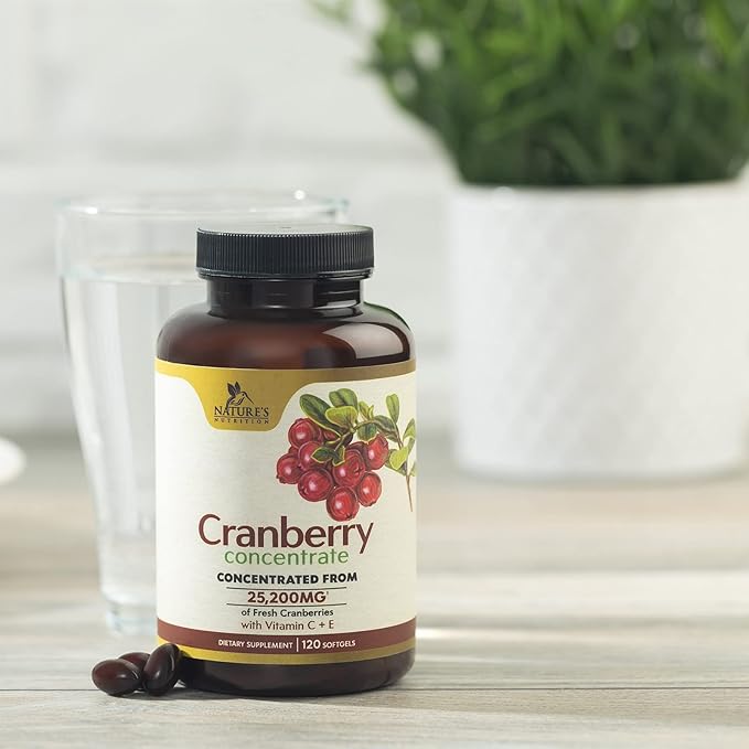 Cranberry Concentrate Extract Supplement for Women 25,200mg Formula 120 Softgels