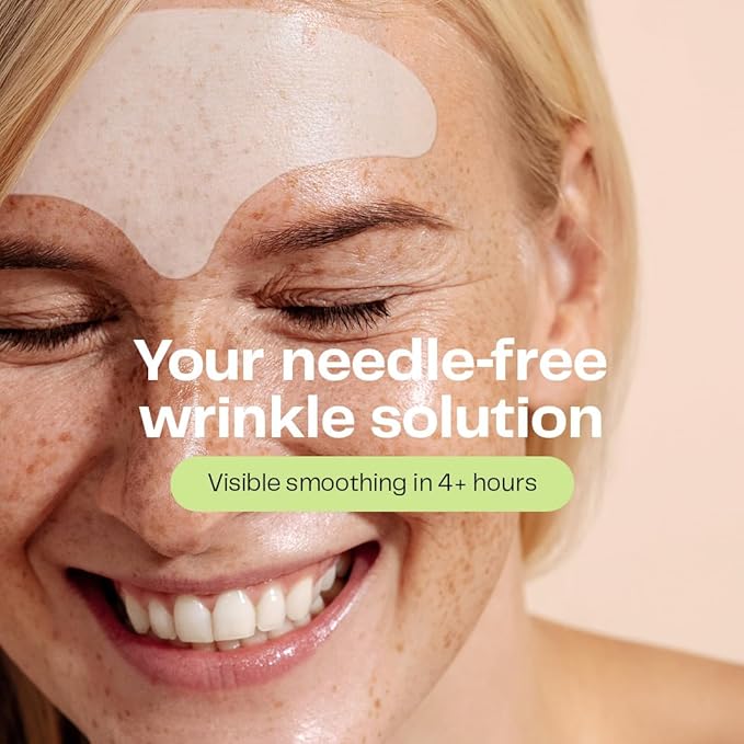Morrow Beauty - Peptide-Infused Smoothing Forehead Wrinkle Patches - Overnight Patches for Smoothing Fine Lines and Wrinkles, Anti Aging Stickers for Forehead, Bonus Smile Line (36 Count)