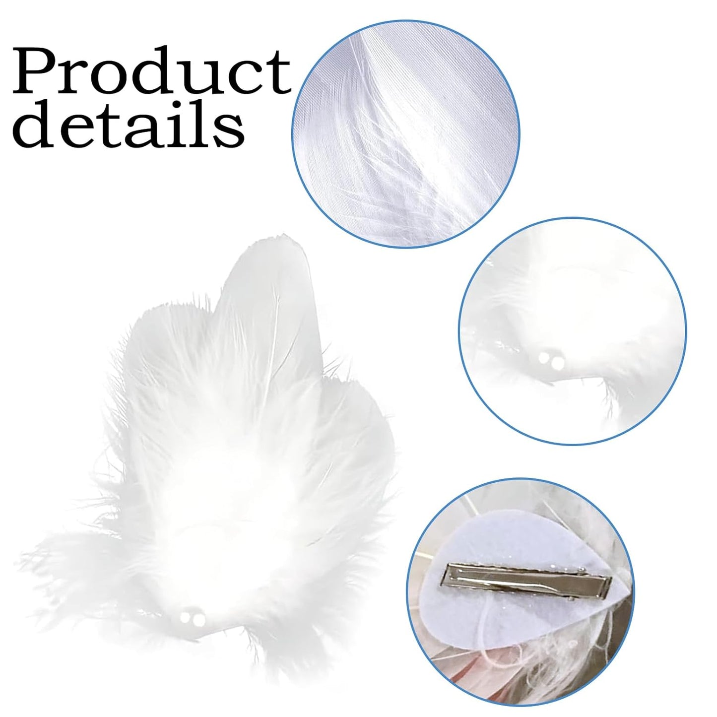 2 Pcs Feather Hair Clips White Swan Headpiece for Women Feather Accessories for Girl Pearl Ostrich Hair Pins Ballet Style Stage Performance