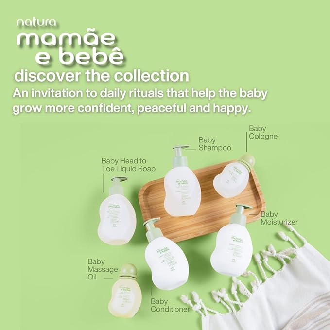 natura - Mamãe e Bebê Baby Massage Oil - 100% Vegan - Safe & Gentle Lightweight Formula - 99% Natural Origin - All Skin Types - Cruelty Free - Brazilian Beauty - Baby Essentials - 3.38 fl oz (100ml)