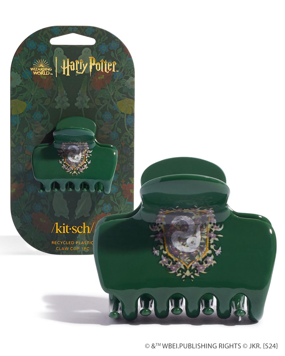 Harry Potter x Kitsch Jumbo Hair Claw - 2.3 Inches Big Hair Clips for Girls and Women | Stylish Accessories for Full Updo and Half Ponytail | Ideal Gifts for Women - Slytherin - 1pc