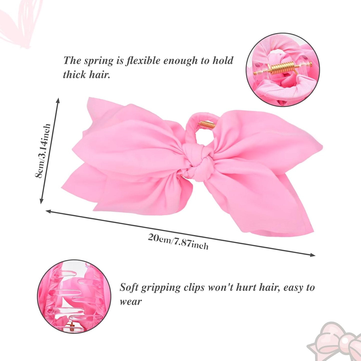 Bow Claw Clips Bow Hair Clips 2PC Pink Big Hair Bows for Women Butterfly Styling Large Hair Clips for Thick Hair for Girls Hair Accessories for Teen